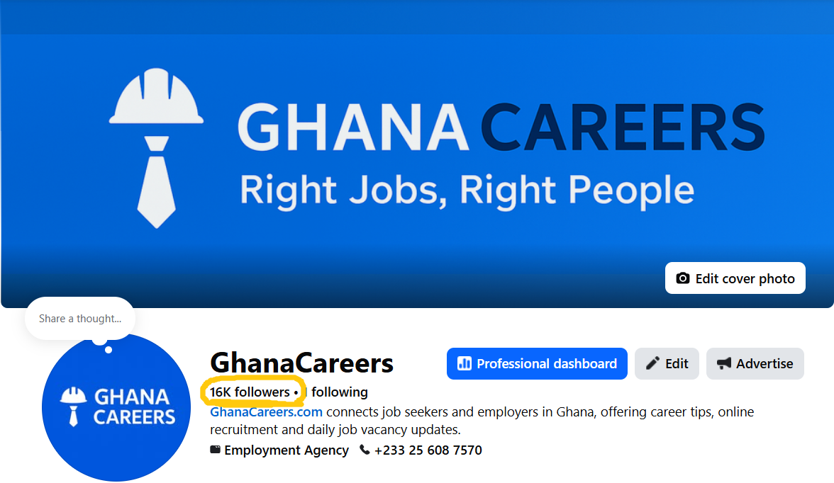 Ghana Careers facebook page banner